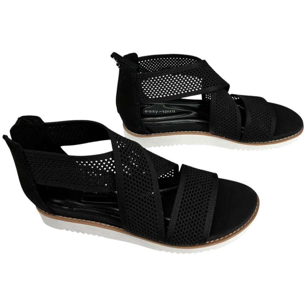 Easy Spirit Wander2 Black 8.5M Strappy Sandals Rear Zip Arch Support‎ W/ Box - Picture 4 of 8